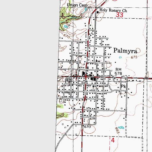 Topographic Map of Palmyra Christian Church, IL