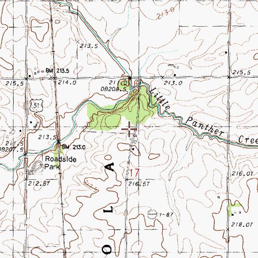 Topographic Map of Little Panther Creek, IL