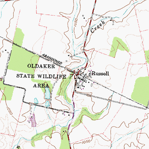 Topographic Map of Russell Post Office (historical), OH
