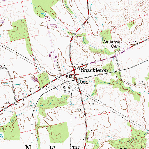 Topographic Map of Shakeltown Post Office (historical), OH
