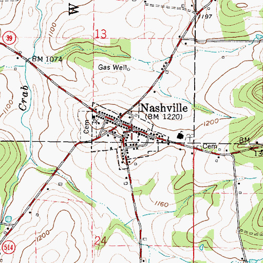 Topographic Map of Nashville Post Office, OH