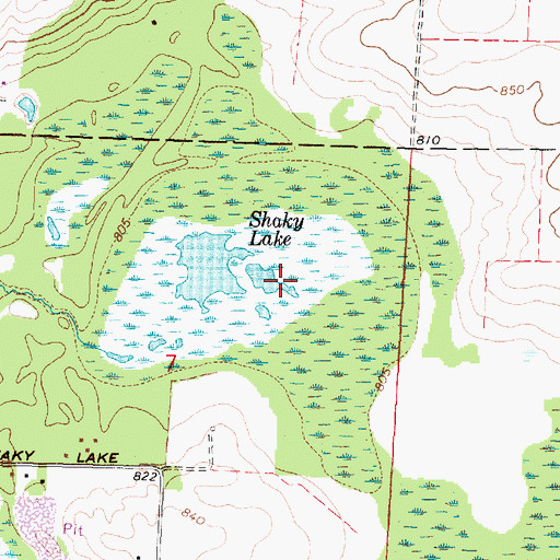 Topographic Map of Shaky Lake State Natural Area, WI