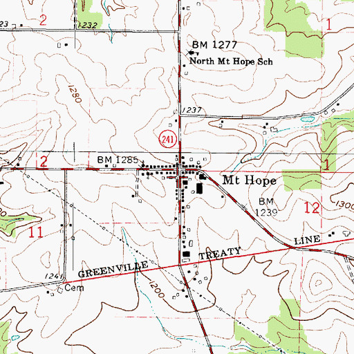 Topographic Map of Mount Hope Post Office, OH