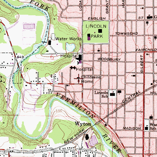 Topographic Map of Childrens Home of Vermilion County, IL