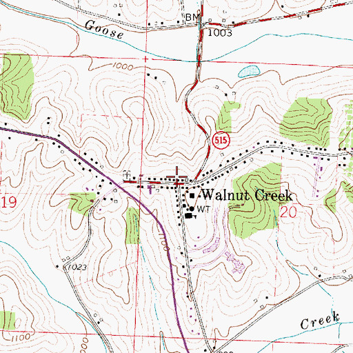 Topographic Map of Walnut Creek Post Office, OH