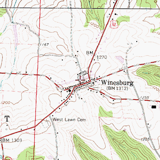 Topographic Map of Winesburg Post Office, OH