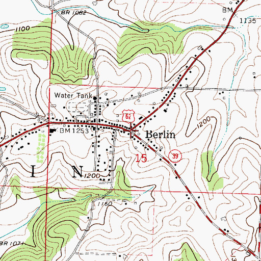 Topographic Map of Berlin Post Office, OH