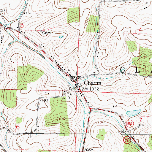 Topographic Map of Charm Post Office, OH