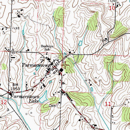 Topographic Map of Farmerstown Post Office (historical), OH