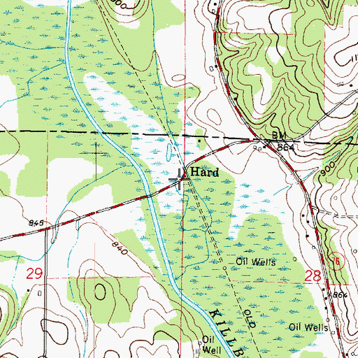 Topographic Map of Hard Post Office (historical), OH