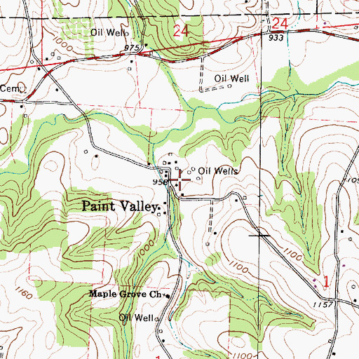Topographic Map of Paint Valley Post Office (historical), OH