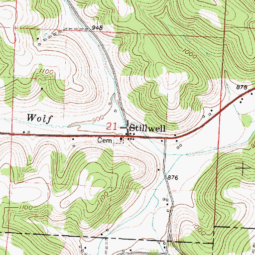 Topographic Map of Stilwell Post Office (historical), OH