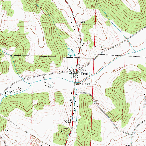 Topographic Map of Trail Post Office (historical), OH