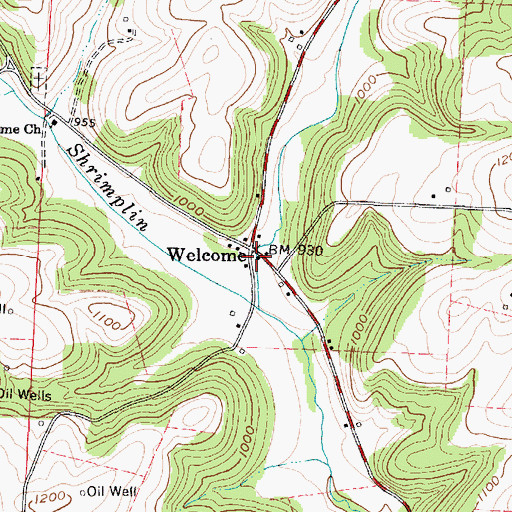 Topographic Map of Welcome Post Office (historical), OH