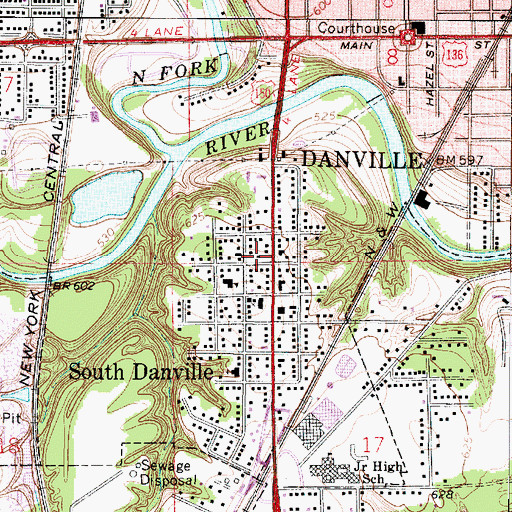 Topographic Map of Danville Evangelistic Temple, IL