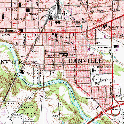 Topographic Map of Douglas Park Church of the Nazarene, IL