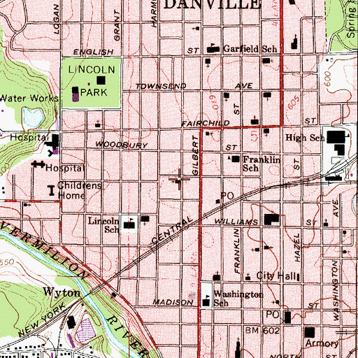 Topographic Map of First Church of Christ, IL
