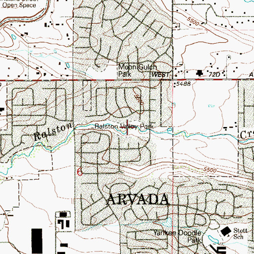 Topographic Map of Moon Gulch, CO