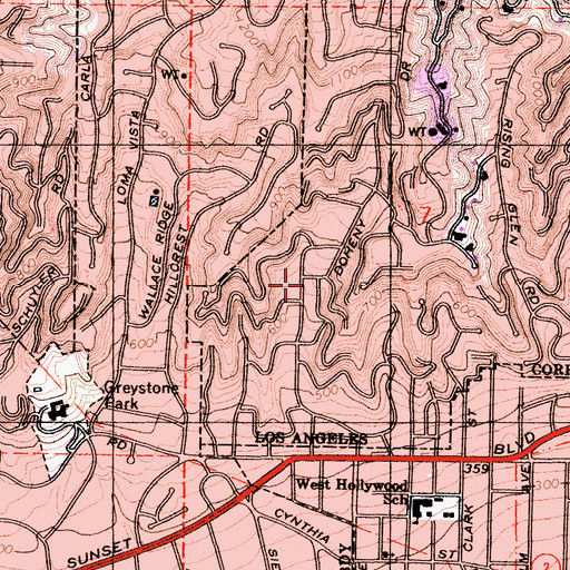 Topographic Map of Accelerated Charter School, CA