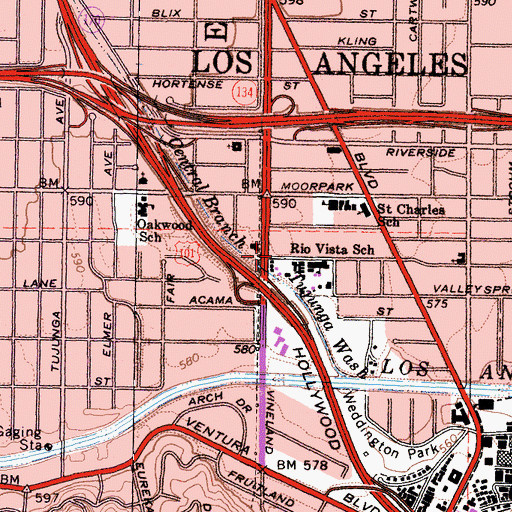 Topographic Map of Carlson Hospital Home School, CA