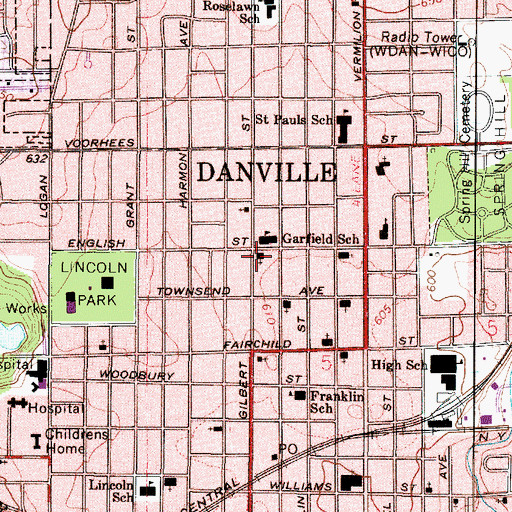 Topographic Map of First Church of God, IL