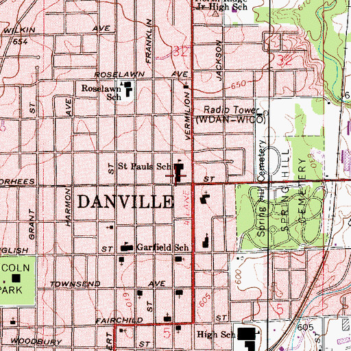 Topographic Map of Saint Pauls Roman Catholic Church, IL