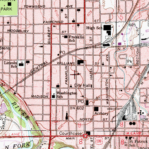 Topographic Map of First Assembly of God Church, IL