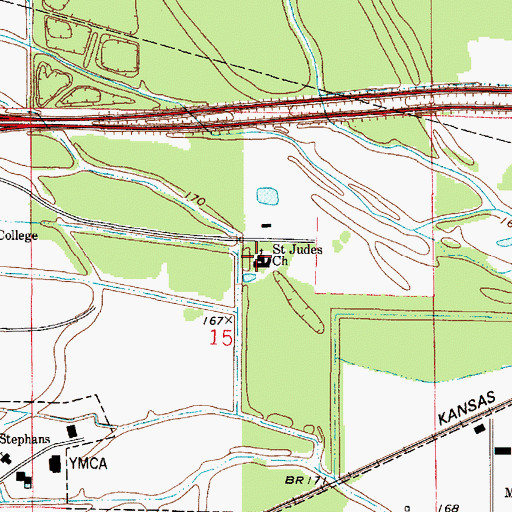 Topographic Map of Saint Judes Church, LA