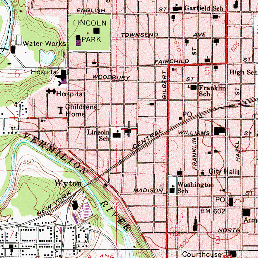Topographic Map of Lincoln United Methodist Church, IL