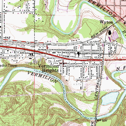 Topographic Map of Vermilion Heights United Methodist Church, IL
