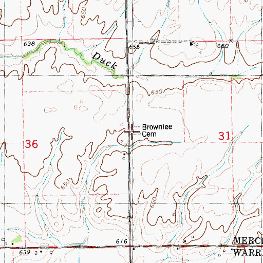 Topographic Map of Brownlee Cemetery Prairie Nature Preserve, IL