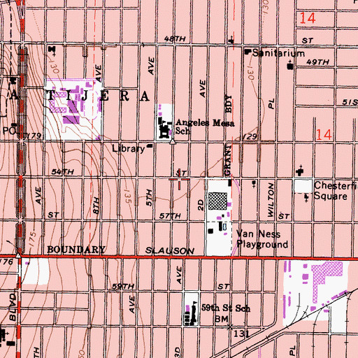 Topographic Map of Owens Community Day School, CA