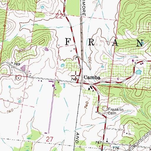 Topographic Map of Camba Post Office (historical), OH