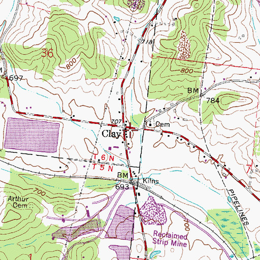 Topographic Map of Clay Post Office (historical), OH