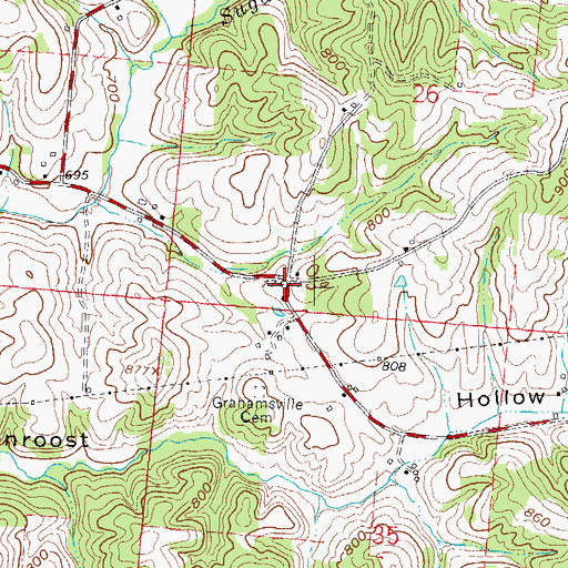 Topographic Map of Grahamsville Post Office (historical), OH