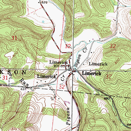 Topographic Map of Limerick Post Office (historical), OH
