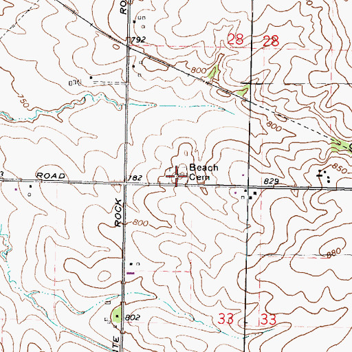 Topographic Map of Beach Cemetery Prairie Nature Preserve, IL