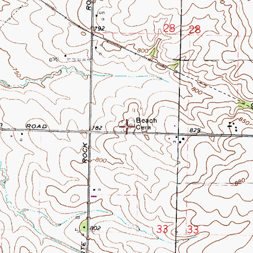 Topographic Map of Beach Cemetery Prairie Nature Preserve, IL