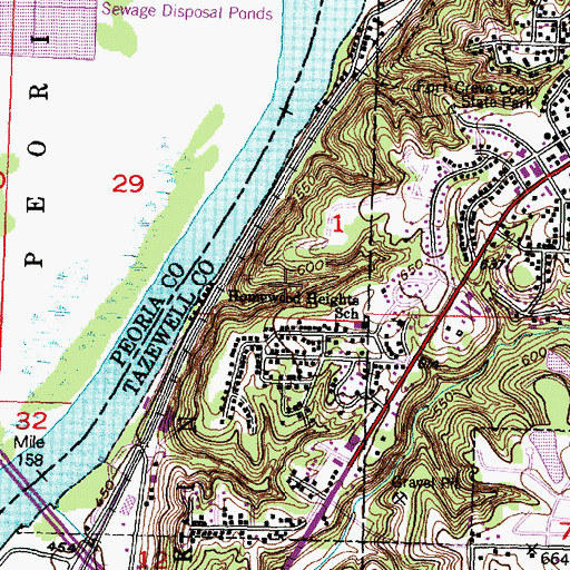 Topographic Map of Crevecoeur Nature Preserve, IL