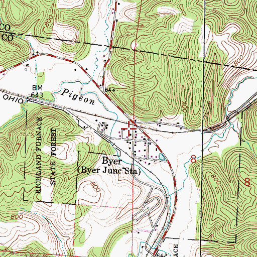 Topographic Map of Byer Post Office (historical), OH