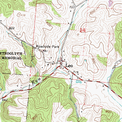 Topographic Map of Leo Post Office (historical), OH