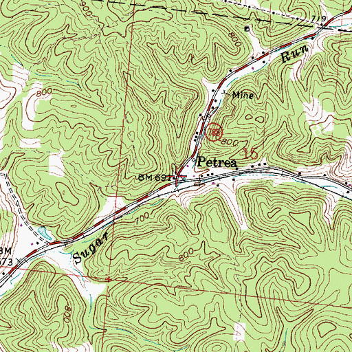 Topographic Map of Petrea Post Office (historical), OH