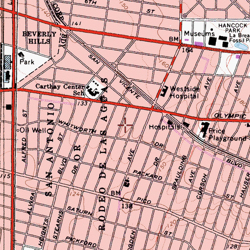 Topographic Map of West Hollywood Community Day School, CA