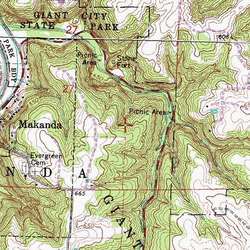 Topographic Map of Fern Rocks Nature Preserve, IL