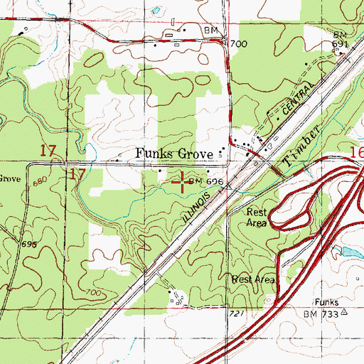Topographic Map of Funks Grove Nature Preserve, IL