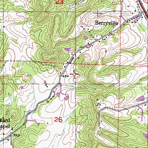 Topographic Map of Berryville Shale Glade Nature Preserve, IL