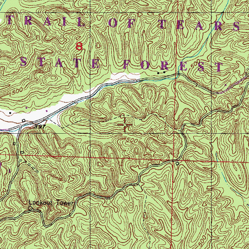 Topographic Map of Ozark Hills Nature Preserve, IL