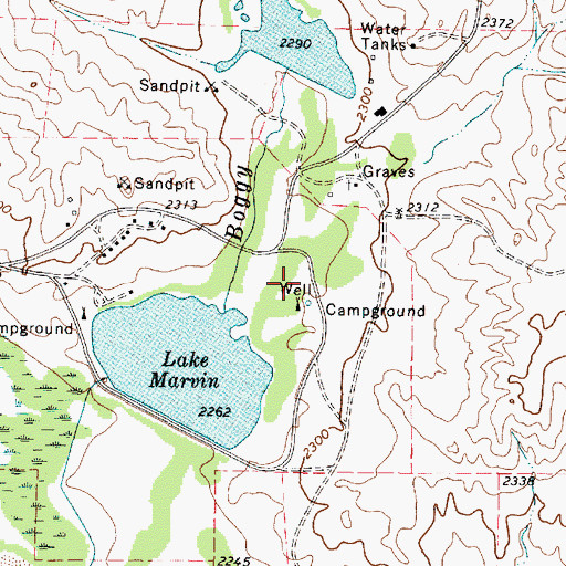 Topographic Map of Old Military Road Campground, TX