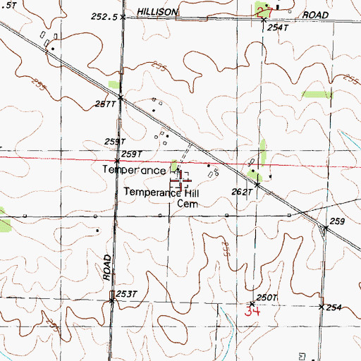 Topographic Map of Temperance Hill Cemetery Prairie Nature Preserve, IL