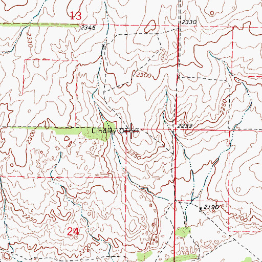 Topographic Map of Lindley Cemetery, OK